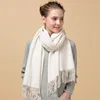 2019 fashion women solid white cashmere wool shawl scarf