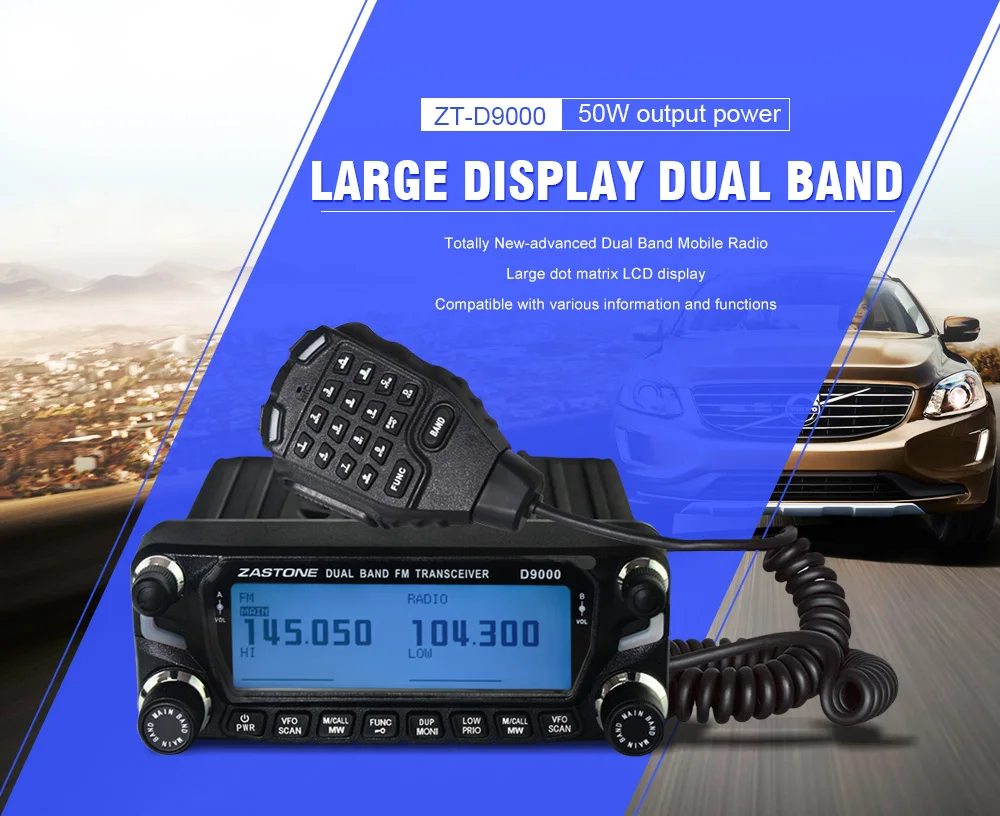 

VHF/UHF DTMF function and color backlight LCD display professional ham mobile radio, Black