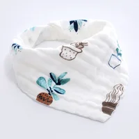 

100% cotton cartoon printed 4 layers gauze muslin baby drool saliva towel mouth towel triangle head scarf bandana baby bibs