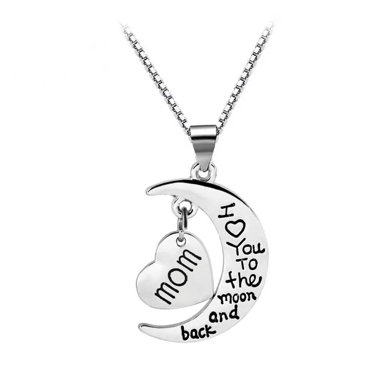 

Grandpa Grandma Dad Mom Uncle Aunt Brother Sister Son Daughter Family Member I LOVE YOU TO THE MOON AND BACK Pendant Necklace