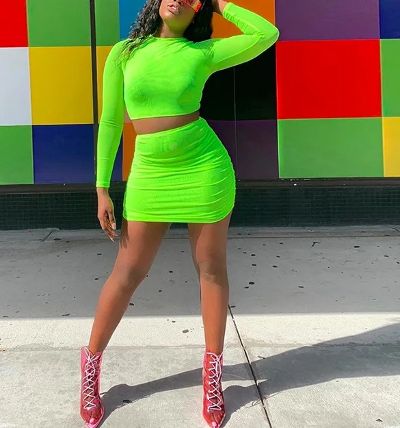 neon green mesh skirt