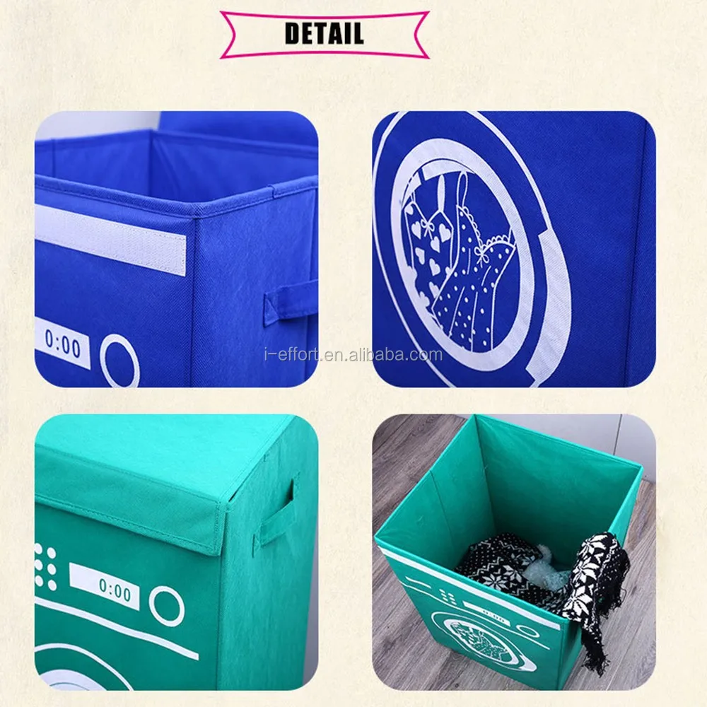 Cheap Home Foldable Laundry Hamper With Lid Multicolored Large