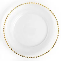 

13 inch golden silver round wedding glass charger plate