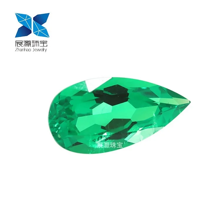 

Zhanhao Jewelry pear cut loose big size 3ct 4ct hydrothermal panjshir emerald same component as natural emerald, Vivid green