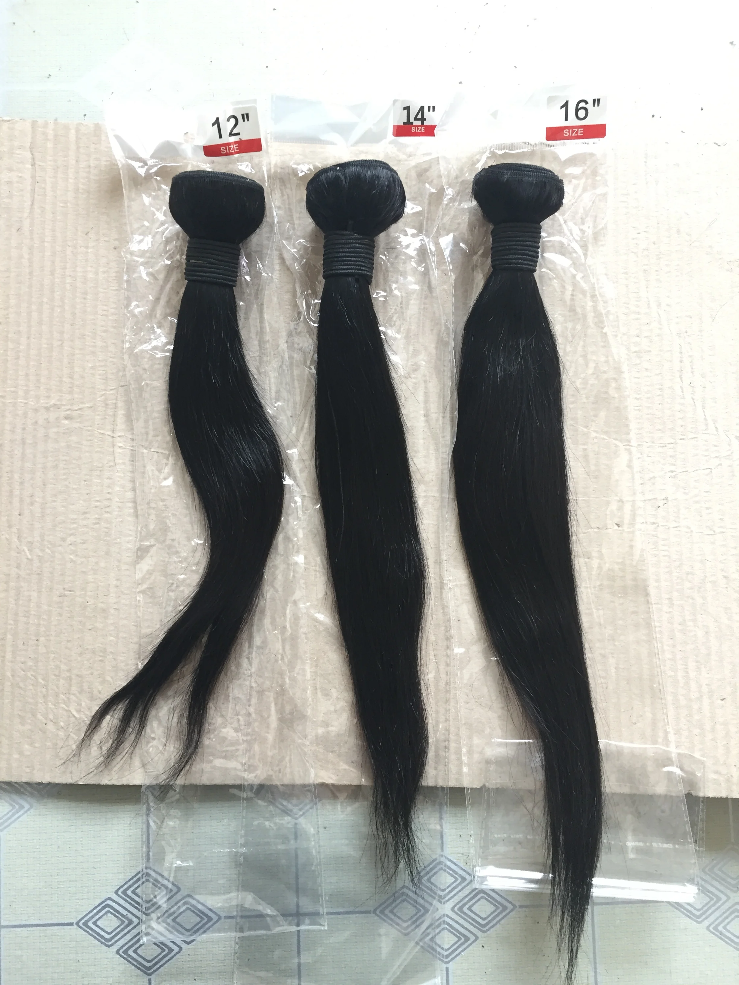 
Cheap hair extensions 12+14+16inch straight virgin non remy indian hair 