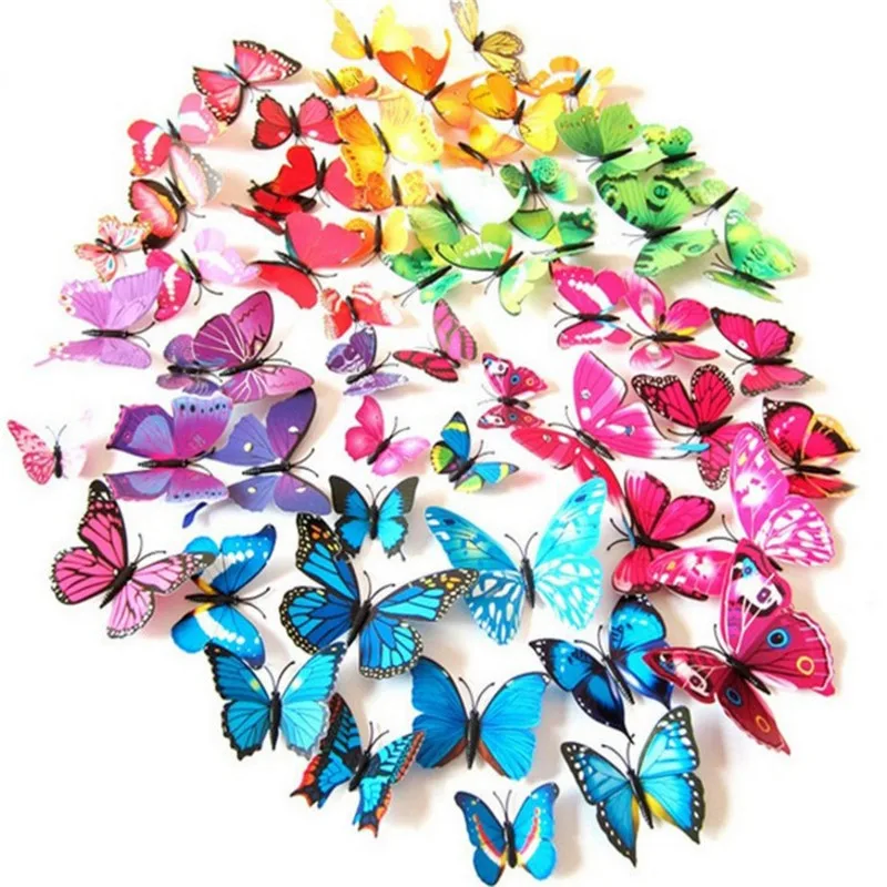 Unionpromo colorful plastic pvc 3d butterfly wall decor
