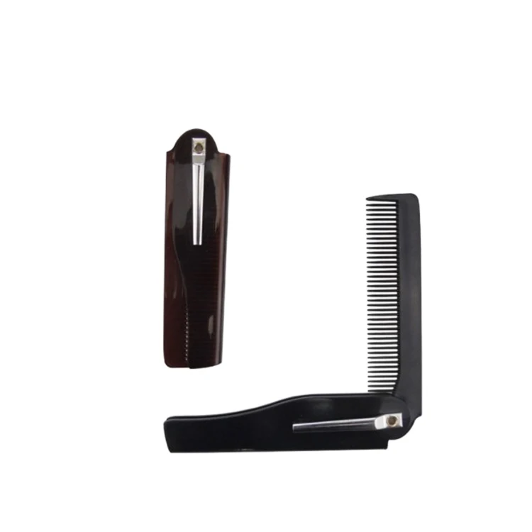 

custom logo plastic comb mini pocket folding beard comb black color