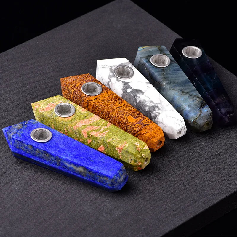 

Wholesale Natural Tobacco Stone Pipes Crystal Quartz Smoking Weed Pipe, Multi colors