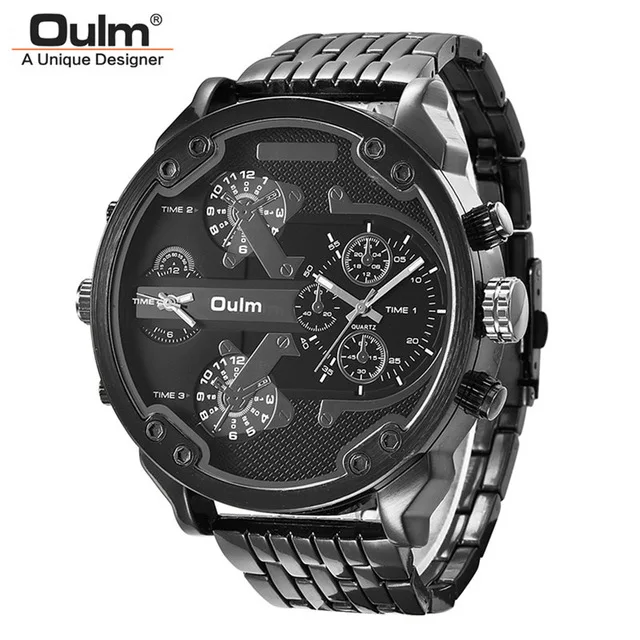 Oulm 3548 Super Large Dial Luxury Brand Dual Time Zone Male Quartz Military Watch
