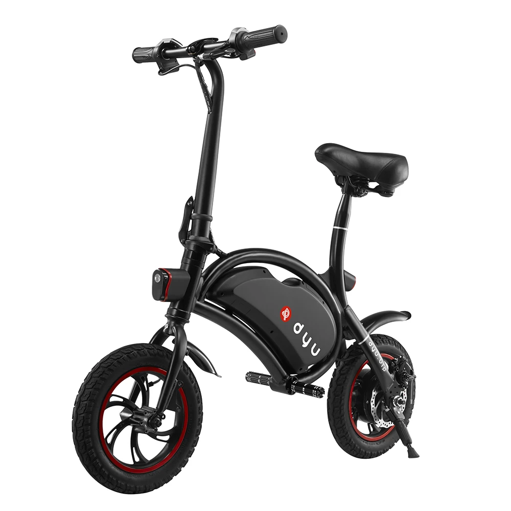 

DYU D1 Folding Electric Bike E-Scooter15 MPH Max Speed 22-25km/h, White black