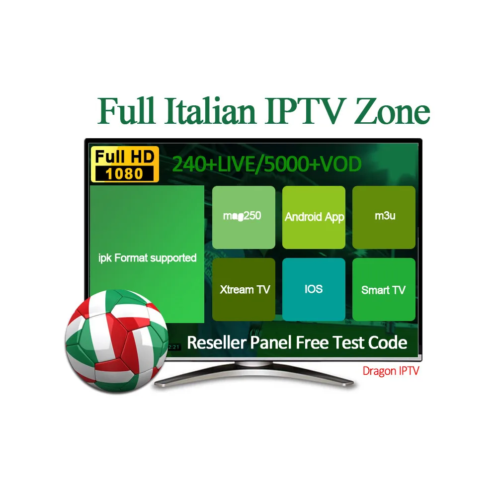

Iptv Italia 30 Countries 8400 live and 5400 vod channels 6 months free testing iptv italy M3U list smart iptv with resell panel