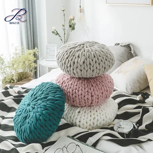 Chunk Soft Pillow Cushion Big Yarn Knitting Round Circular Bed Seat Pillow For Home  Decorate include Insert