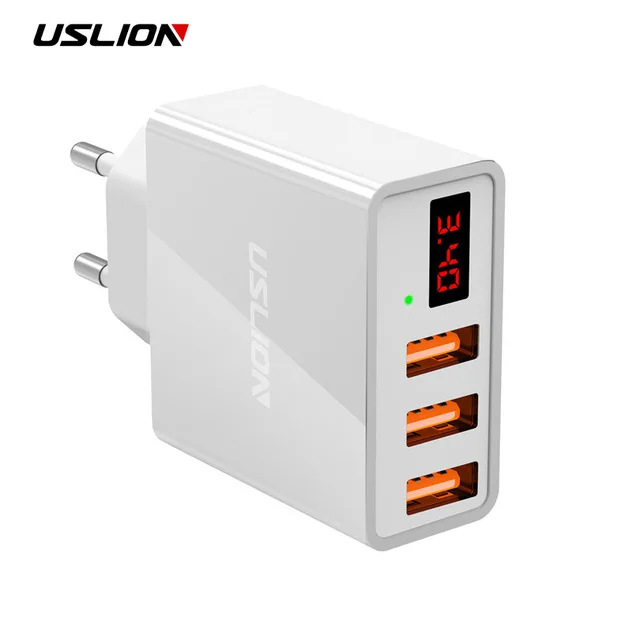 

Display 3 USB Charger, USLION Fast Charging Wall Charger for iPhone Samsung Xiaomi 3.4A Max Universal Mobile Phone USB Charger, N/a