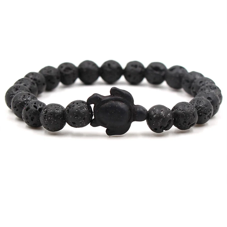 

2019 New Style 8mm Natural Stone Bead Bracelet Tortoise Lava beaded Bracelets For Men Jewelry (KB8052), As picture