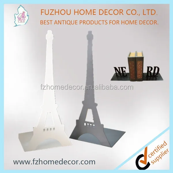 Special design metal library bookends with gem shape and gold color