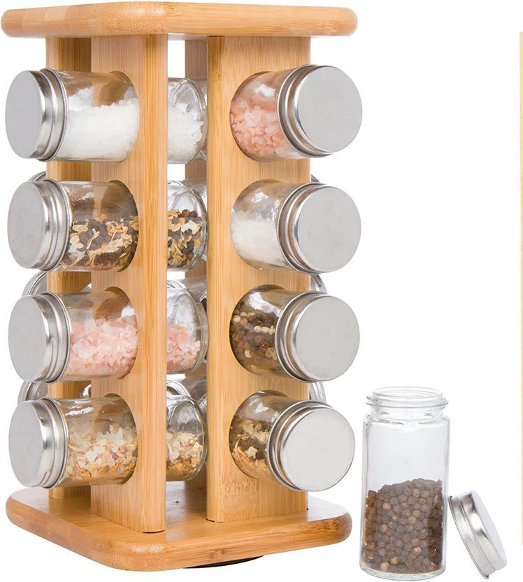 spice rack and bottles