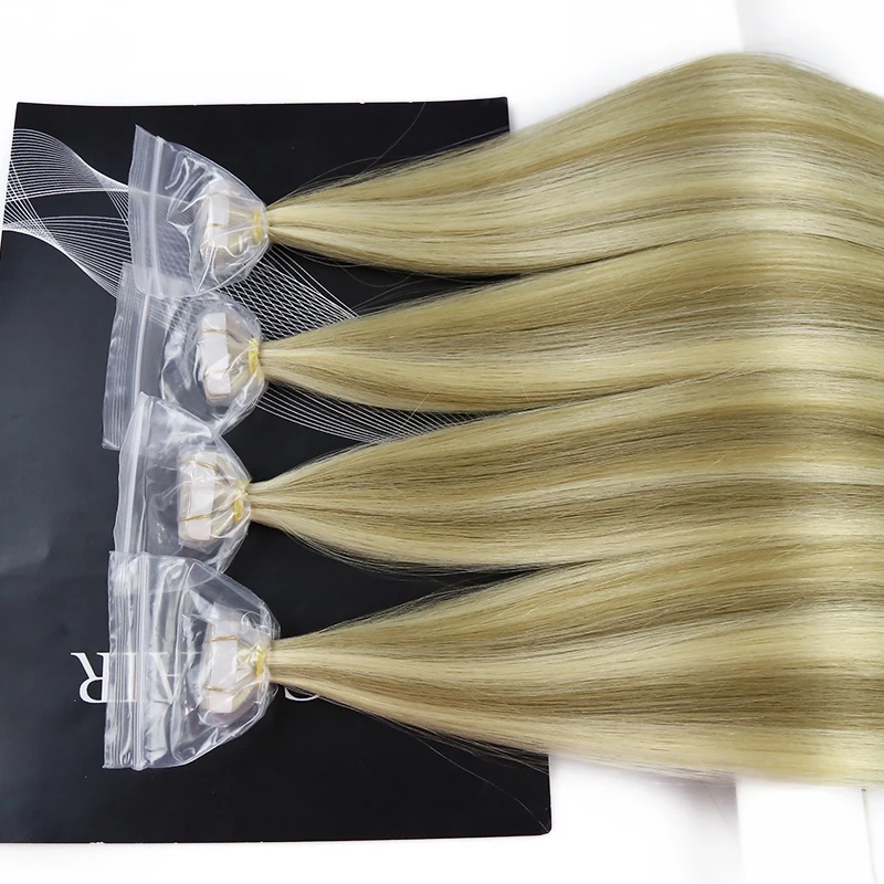 

Wholesale Real remy human adhesive double drawn cuticle aligned european hair tape hair extensions, All color can be customed