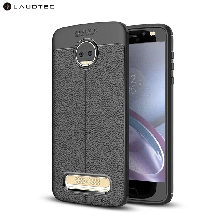 

Laudtec Litchi Leather Pattern Silicone TPU Back Cover Case For MOTO Z2 Force, Black;blue;red;gray
