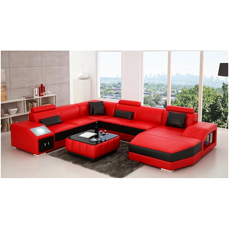 Black red shop sofa set