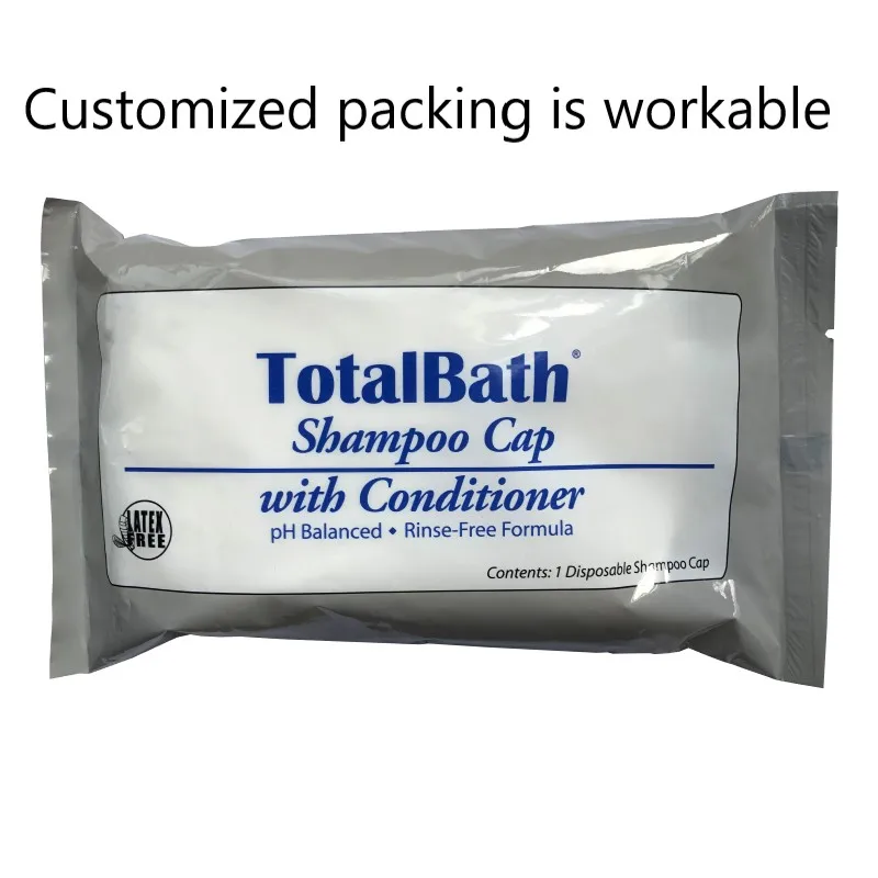 
Customized Packing Disposable Microwaveable Latex Free No Rinse Shampoo Shower Cap 