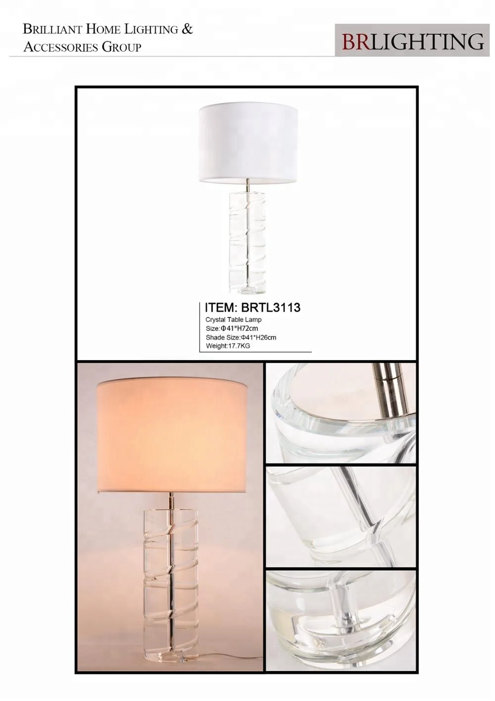 Glass Lamp Knurling Crystal Column lamps for Hotel Room Side Lights