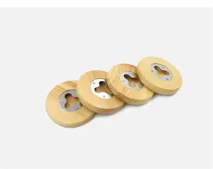 Latest Wooden Round Shape Bottle Opener Coaster Fridge Magnet Decoration Beer Bottle Opener With Your Logo