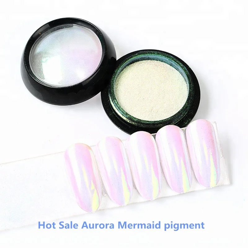 
2018 rainbow pigments Mermaid Aurora Holographic pigment Nails polish use 