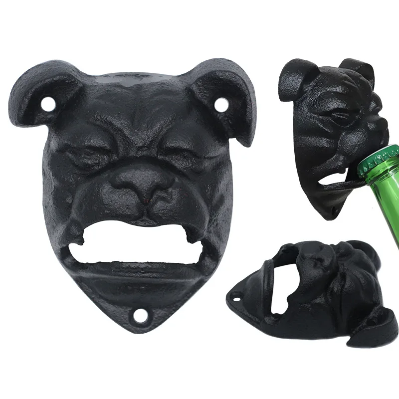 

Vintage Dog Head Shaped Cast Iron Metal Wall Mounted Beer Bottle Opener