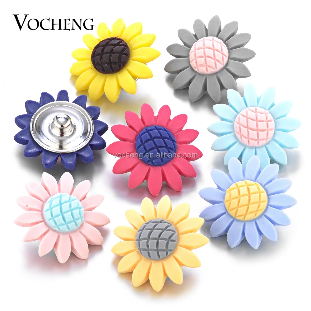 

20PCS/Lot Wholesale Mix Colors Vocheng Ginger Snap Jewelry 18mm Resin Sunflower Charms Button Vn-1765*20