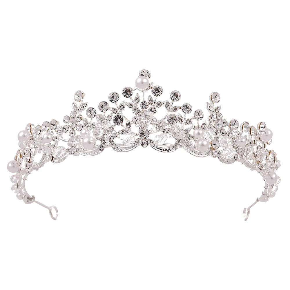 

Handmade beaded crystal tiara bridal headband rhinestone princess crown