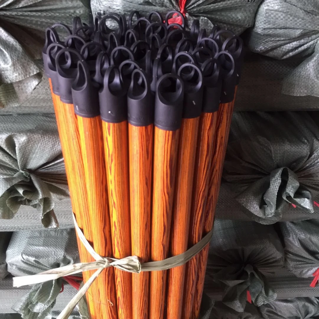 

120X2.2cm PVC coated wood broom sticks with Italian thread hot sell in Egypt, Flower design or color