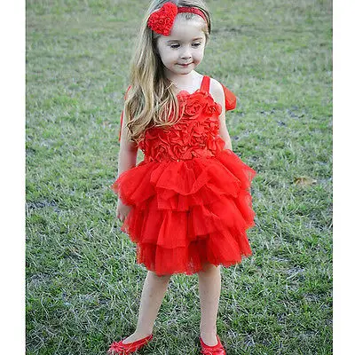 Baby Girls Princess Party Wedding Rose Flower Tutu Cake Gown font b Fancy b font font