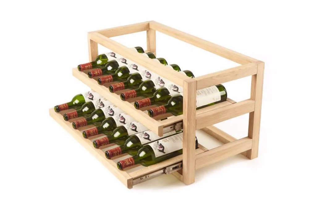 High Quality Smart Pull Out Solid Wood Wine Storage Rack Drawer Type