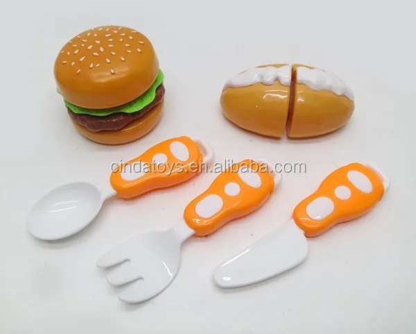 Toys Pizza Hamburger Bread Pretend Play Plastic Miniature Food 