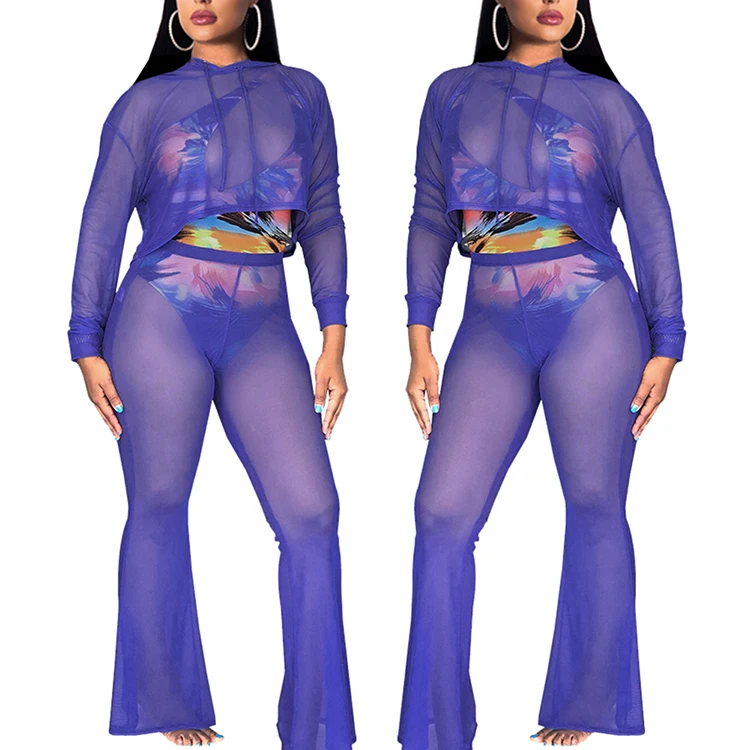 

2019 New Style Crop Top Night Club Long Sleeve 2 Piece Set For Women Sexy Jumpsuit