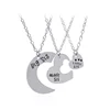 Big Moon Middle Heart Little Love Matching Triple Sister Ldeal Sliver Present Necklace