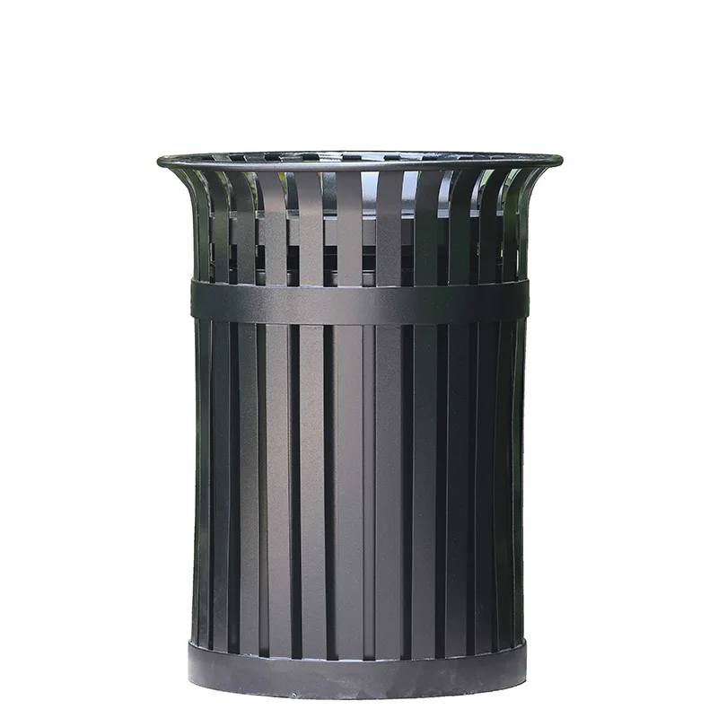 
Arlau outdoor garden black round steel trash can standard size galvanized steel designed garbage container park garbage can  (60838988794)