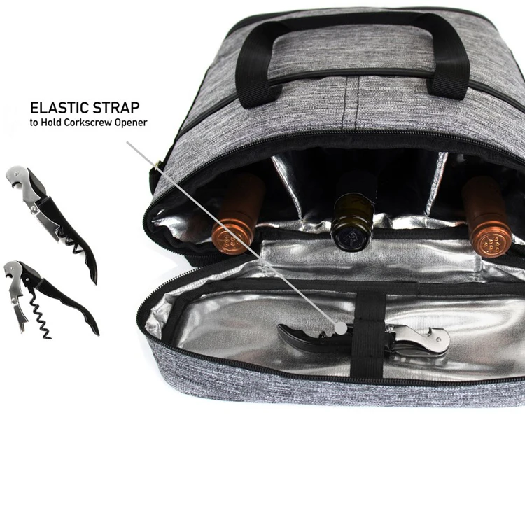 3 Bottle Wine Carrier Bottle Cooler Tote Bag With Bottle Opener Buy