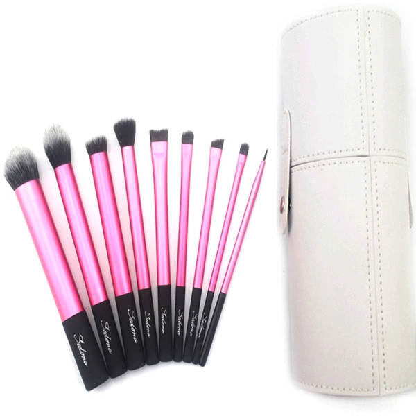 

Sedona 9pcs travel makeup brush sets,with white cylinder brush case,three color can select