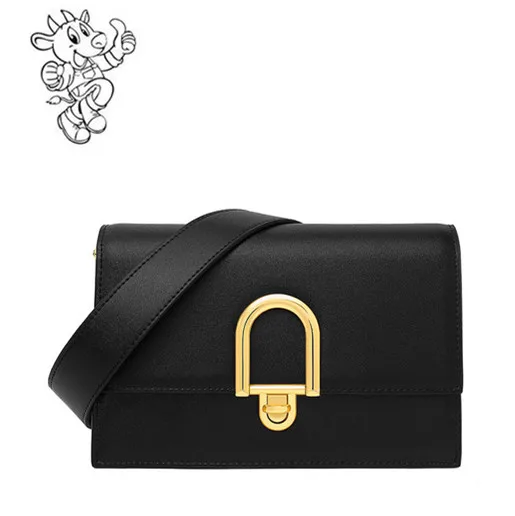 

Genuine Leather handbag 2019 new simple and personality lock color shoulder slung square bag, Oem