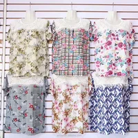 

1.55 Dollars WY047 Women summe short sleeve style assorted fllowers mixing size of ladies stock lot garments