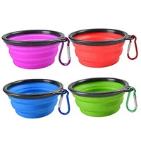 

350 ml Portable Foldable Custom Logo Eco-friendly Silicone Travel Collapsible Pet Dog Water Bowls with hook