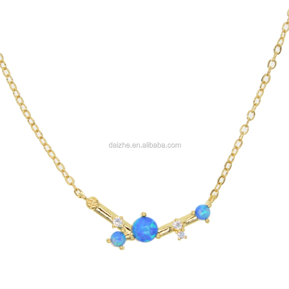 

2021 fashion gold plated blue fire opal gemstone jewelry minimalist stunning women necklace, Black