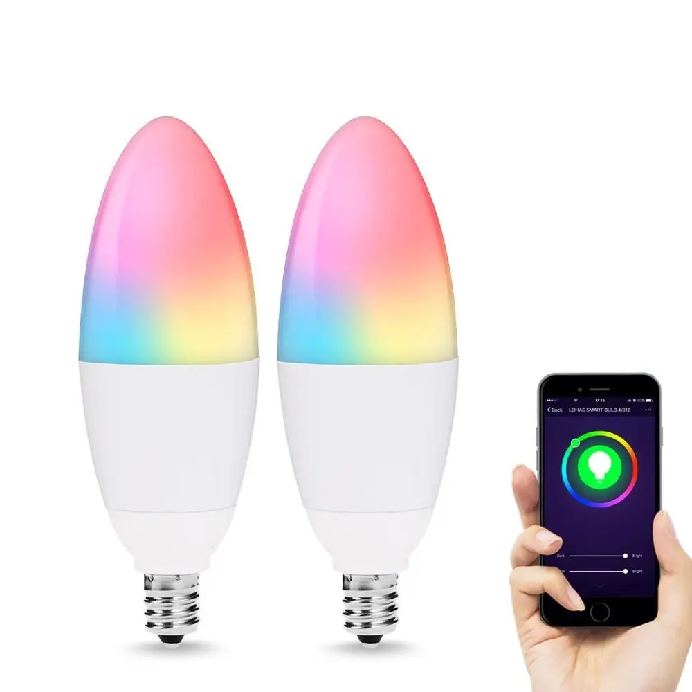 

LOHAS LED Smart Home Light E12 5W RGB+Daylight+Warm White WiFi Bulb Tuya Smart Candle Light with Alexa Google