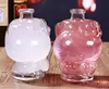 painted hello kitty cat animal shape glass juice bottle with cork