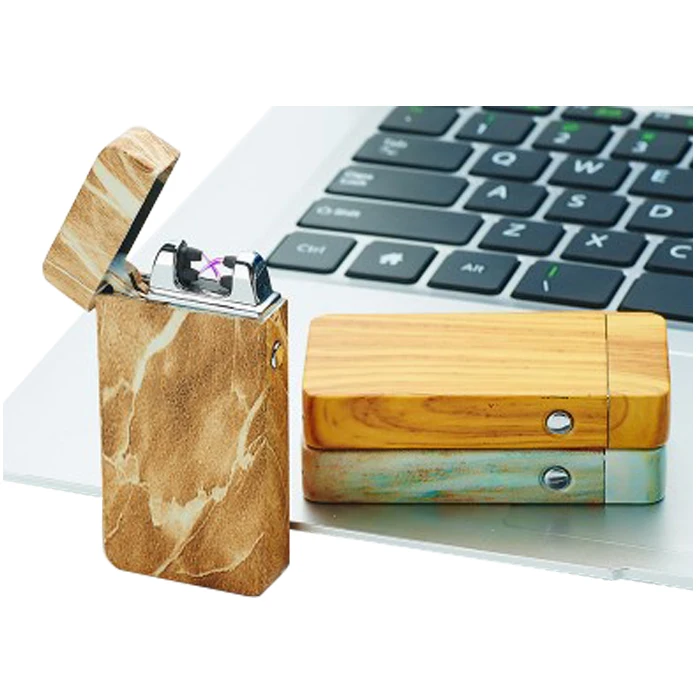 

Wooden color pulse electronic doouble arc lighter, N/a
