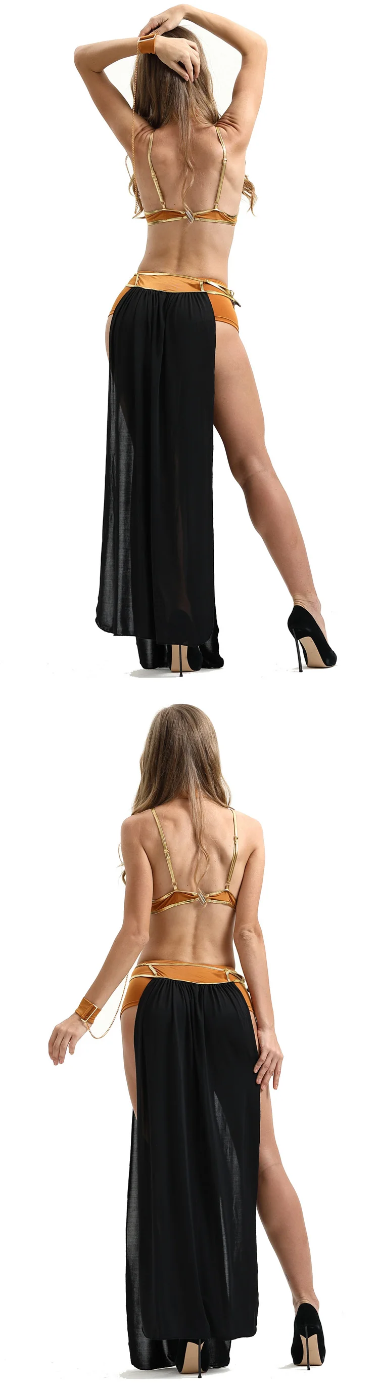 New Sexy Halloween Costume Adults Cosplay Egyptian Golden Cleopatra Costume