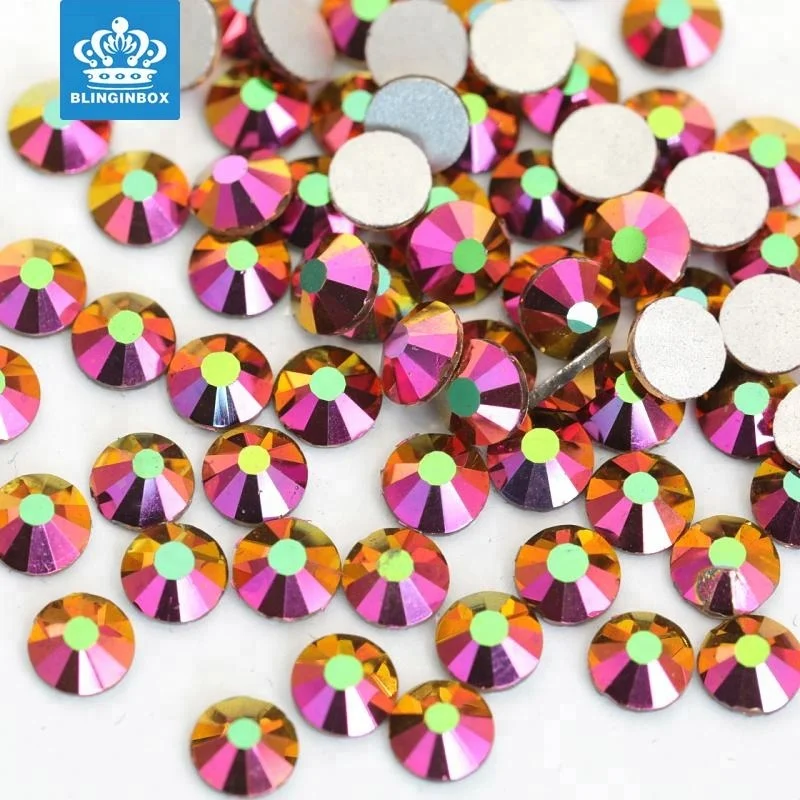 

Rhinestone Manufacturer Factory Price SS3 to SS34 Rose Gold AB Color Flat Back Non Hot Fix Rhinestone For Nail Art