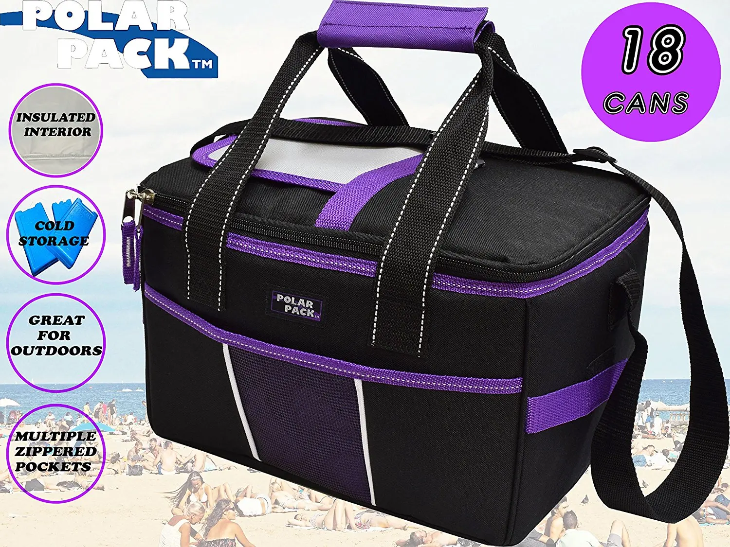 POLAR PACK Insulated Lunch Bag Insulated Tote Bag Cooler Bag Side Zipper Pocket Handle Carry Insulated Picnic Bag Indoor Outdoor Carry Bag Portable Travel Bag for Beach /& Work PURPLE//RASPBERRY//LIME