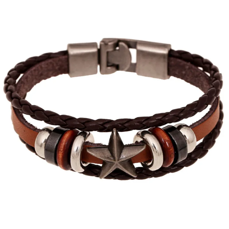 Leather Bracelets Custom Engraved Find Get Quotations Handmade Braided Charm Leather Bracelet Vintage Woven Korean Bracelets Bangles Star Jewelry Custom Whole Pulseira Masculina